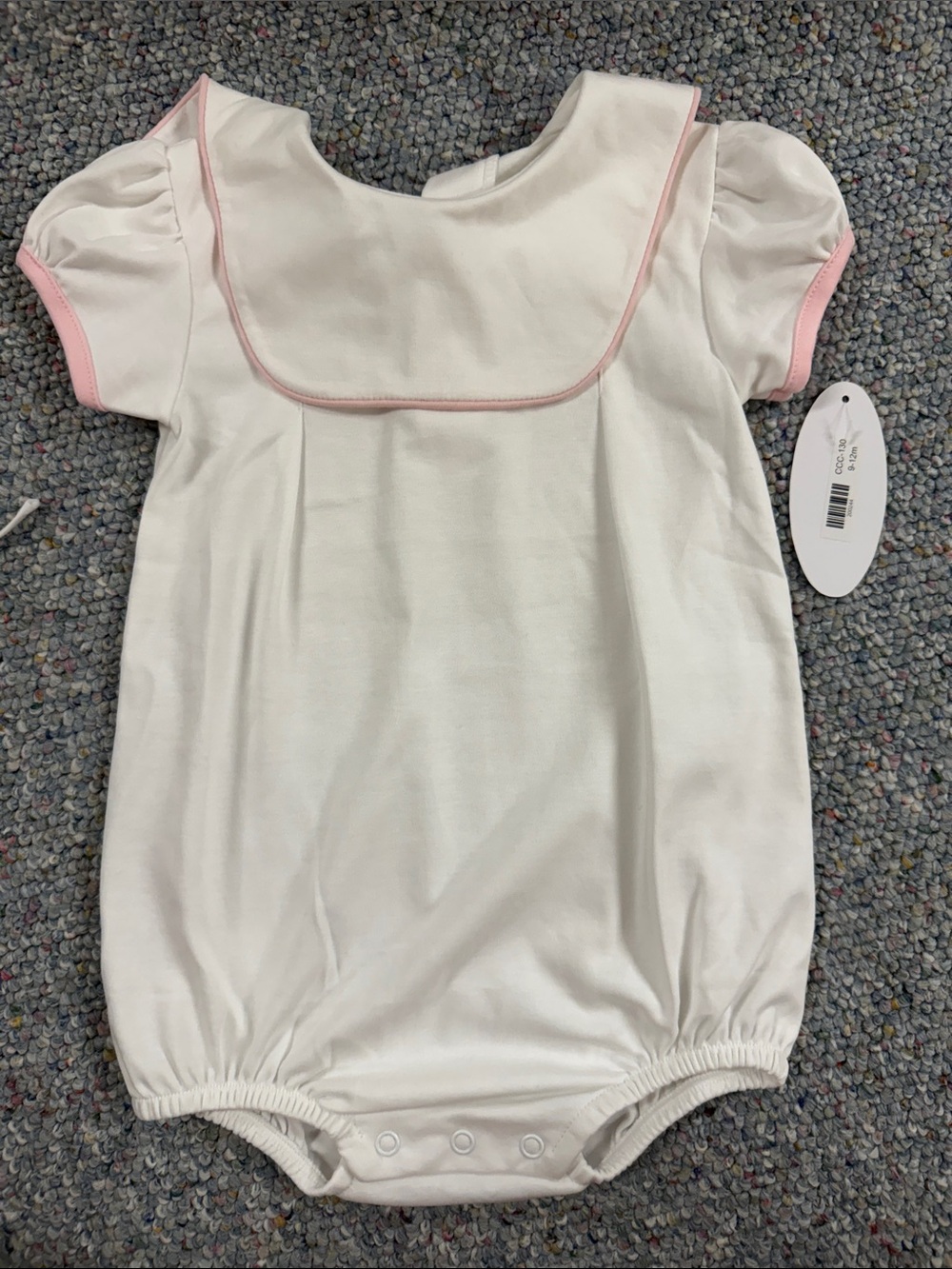 NWT 9-12M baby girl white romper hug me first luxury one piece